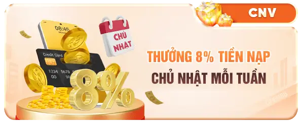 Opne88 Thưởng 8% tiền nạp chủ nhật hàng tuần